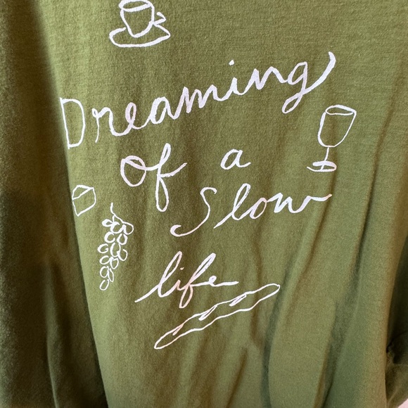 Anthropologie Green Graphic Tee - Dreaming of a Slow Life - Picture 2 of 5